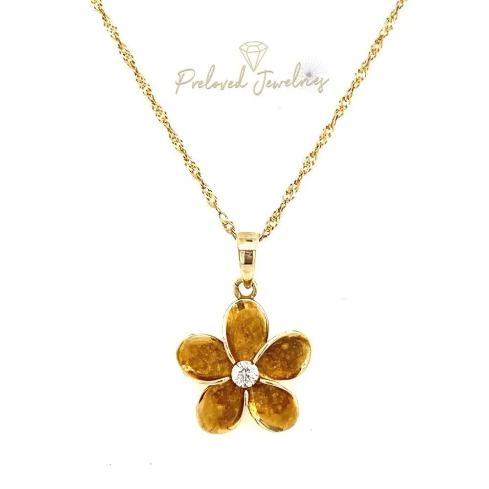 925 Plumeria on 14k Twisted Chain‎